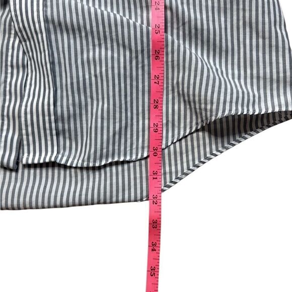 80s Vintage Van Heusen Grey and White Striped Button Down Shirt 16 34/35 - Picture 4 of 7